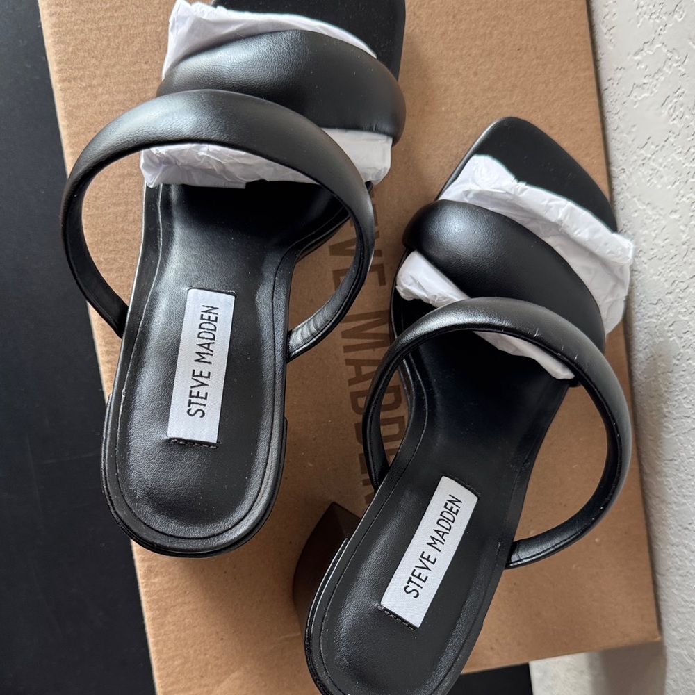 Steve Madden Black Slide Sandals New